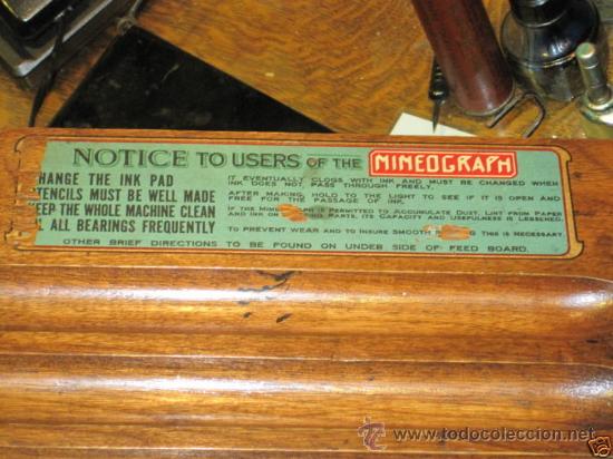 Antig&uuml;edades: MIMEOGRAFO DE EDISON DE 1906 EN COMPLETO CON ACCESORIOS - Foto 12