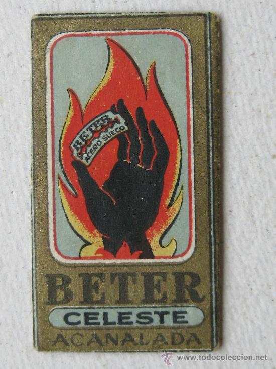 Antig&uuml;edades: CUCHILLA  HOJA DE AFEITAR BETER CELESTE ACANALADA - RARA - Foto 1