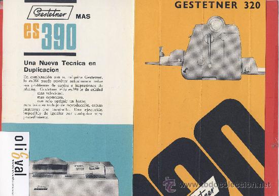 Antiquit&eacute;s: MULTICOPISTA GESTETNER-FOLLETO-SERIE 320-ELECTRICA DOS VELOCIDADES  ALIMEMTADOR DE TINTA
