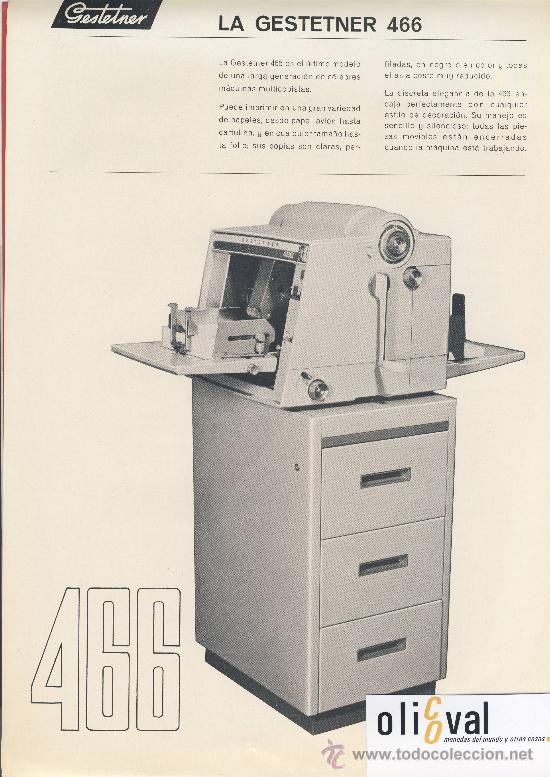 Antig&uuml;edades: MULTICOPISTA GESTETNER-CATALOGO SERIE 466-ELECTRICA  AUTOMATICA