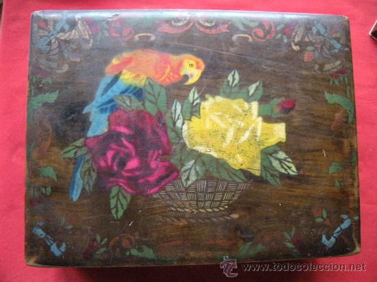 Antig&uuml;edades: CAJA MADERA ANTIGUO NECESER PINTADO - Foto 1