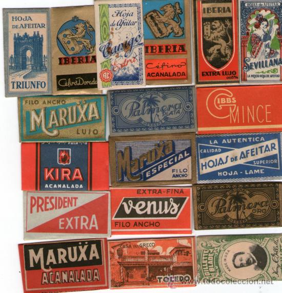Antig&uuml;edades: lote de 18 hojas de afeitar diferentes. - Foto 1