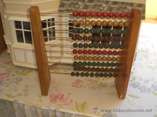 Antig&uuml;edades: ANTIGUO ABACO DE MADERA DE MESA COMPLETO - Foto 3