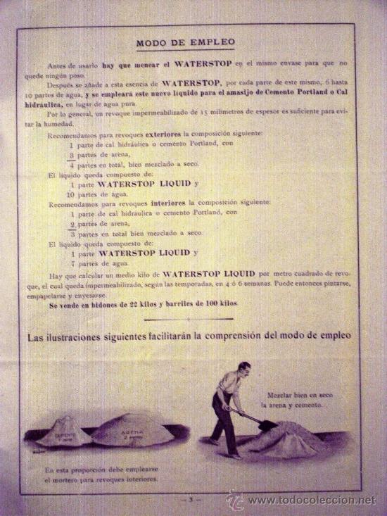 Antig&uuml;edades: CAT&Aacute;LOGO DEL WATERSTOP MATERIAL ANTIHUMEDAD - A&Ntilde;OS 20 - PARA EL REBOQUE DE EDIFICIOS - Foto 2