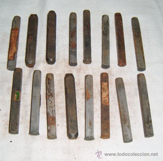 Antig&uuml;edades: diecisiete buriles para gravar letras y numeros - Foto 1