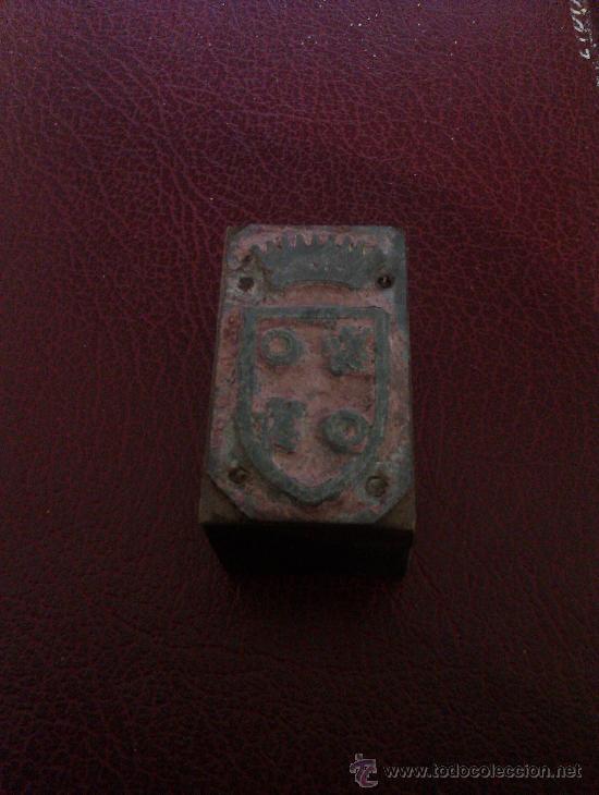 Antig&uuml;edades: ANTIGUO SELLO DE IMPRENTA CON ESCUDO. - Foto 1