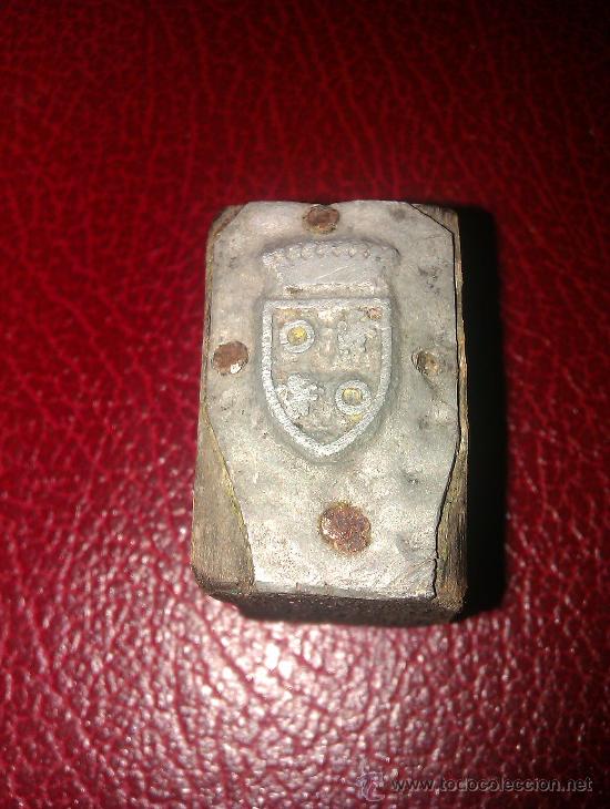 Antig&uuml;edades: ANTIGUO SELLO DE IMPRENTA CON ESCUDO. - Foto 1