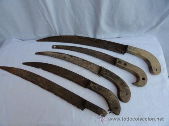 Antig&uuml;edades: LOTE DE 5 ANTIGUAS SIERRAS DE CARPINTERO. - Foto 1