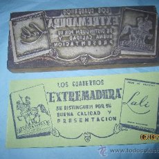 Antigüedades: ANTIGUO MOLDE DE IMPRENTA LOS CUADERNOS DE EXTREMADURA. Lote 35606908
