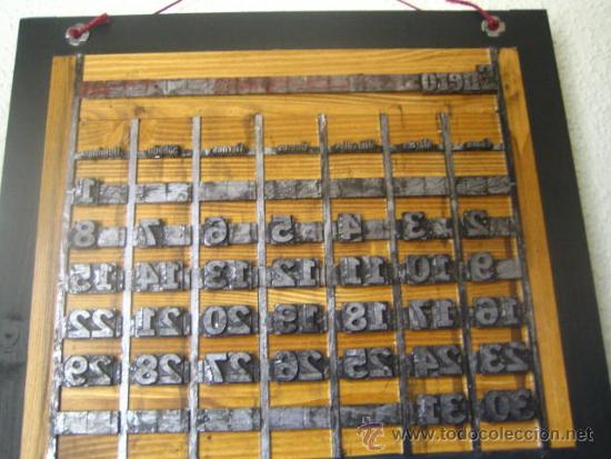 Antig&uuml;edades: imprenta - molde calendario TIPOGRAFICO - - Foto 7