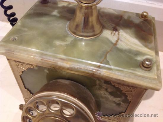 Tel&eacute;fonos: ANTIGUO TEL&Eacute;FONO DE M&Aacute;RMOL ONIX Y BRONCE - Foto 2