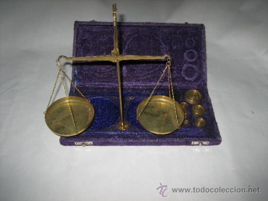 Antig&uuml;edades: B&Aacute;SCULA DE PRECISI&Oacute;N ANTIGUA COMPLETA FUNCIONA CON CAJA FORRADA EN TERCIOPELO - Foto 7