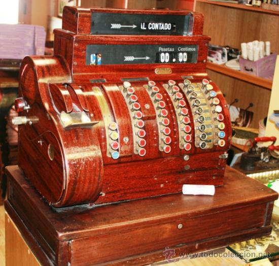 Antig&uuml;edades: ANTIGUA REGISTRADORA NATIONAL PINTURA MADERA FUNCIONANDO PERFECTAMENTE LEER NUEVA DESCRIPCION