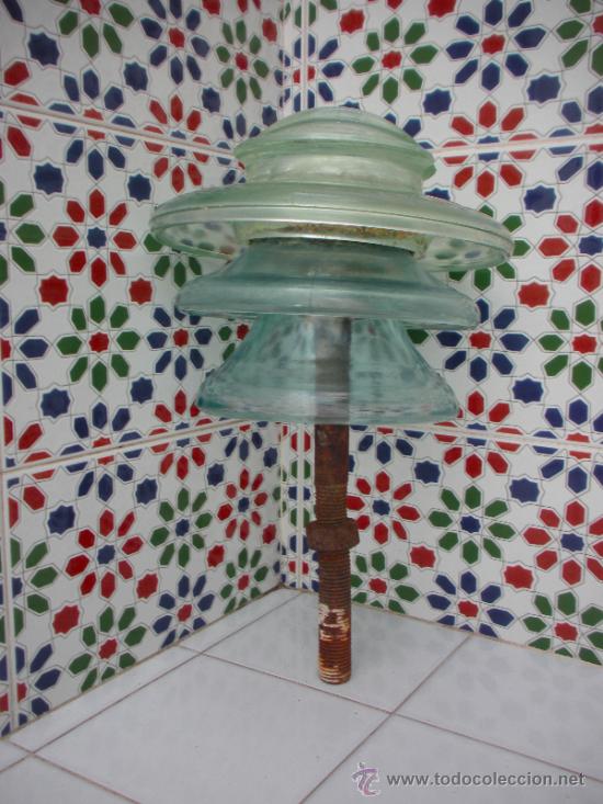 Antig&uuml;edades: aislador de cristal antiguo, grande - Foto 1