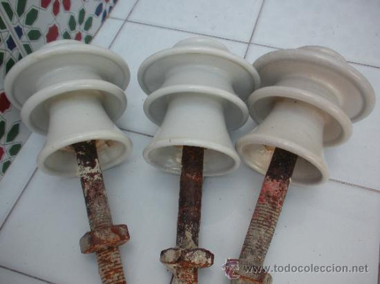 Antigüedades: aisladores de porcelana, tres - Foto 2 - 39280608