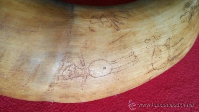Antig&uuml;edades: ANTIGUO CUERNO RUSTICO CON CURIOSOS DIBUJOS - Foto 3