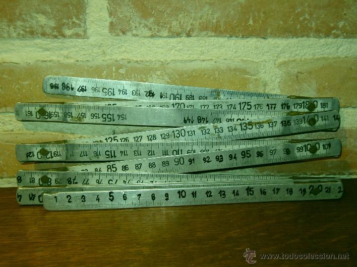Antig&uuml;edades: METRO ANTIGUO DE CARPINTERO PLEGABLE DE ALUMINIO 2 METROS. - Foto 2