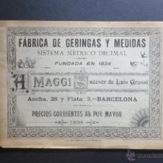 Oggetti Antichi: CATALOGO DE LA CASA A MAGGI FABRICA DE MEDIDAS Y GERINGAS DEL SISTEMA METRICO DE 1898. Lote 41889046