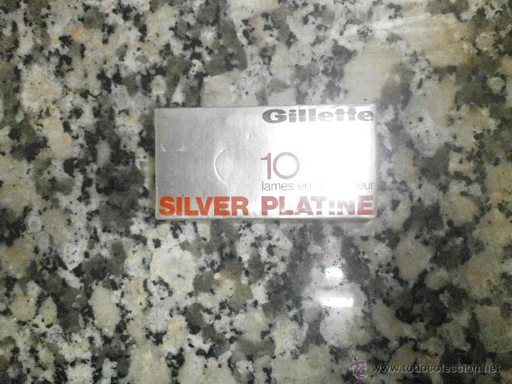 Antig&uuml;edades: CAJA 10 HOJAS AFEITAR GILLETTE SILVER PLATINE - Foto 1