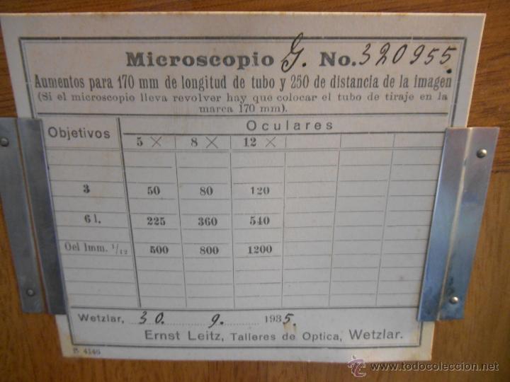 Antig&uuml;edades: IMPECABLE MICROSCOPIO ALEMAN LEITZ WETZLAR / HACIA 1935/ - Foto 9