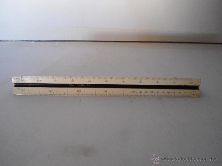 Antig&uuml;edades: ANTIGUA REGLA DE MADERA TRIANGULAR MARCA ALBERT HESTLER A.G. - Foto 1