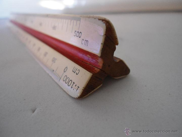 Antig&uuml;edades: ANTIGUA REGLA DE MADERA TRIANGULAR MARCA ALBERT HESTLER A.G. - Foto 3