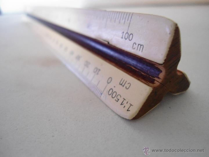 Antig&uuml;edades: ANTIGUA REGLA DE MADERA TRIANGULAR MARCA ALBERT HESTLER A.G. - Foto 5