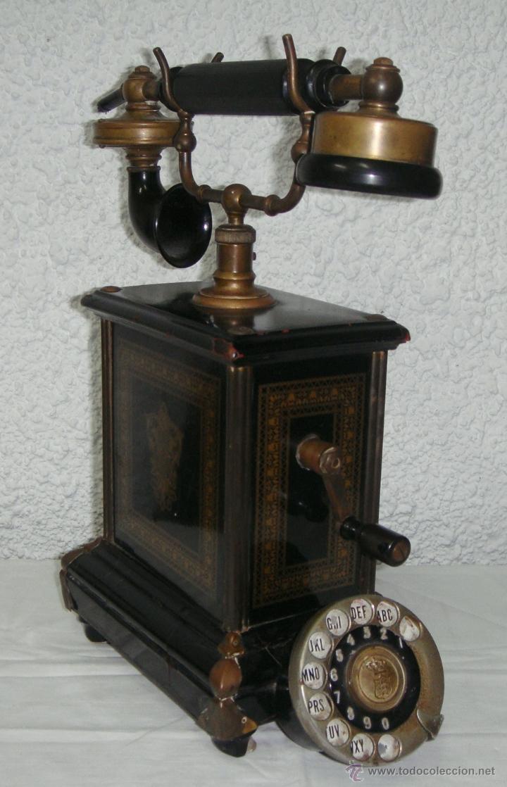 teléfono antiguo. lacado en negro. expoga danma - Compra venta en  todocoleccion