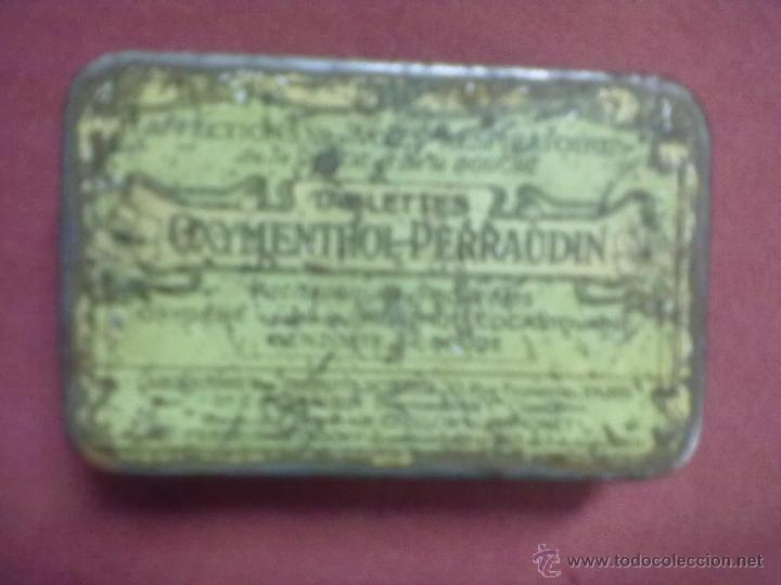 Antig&uuml;edades: CAJA CHAPA TABLETTES OXIMENTHOL PERRAUDIN - Foto 2