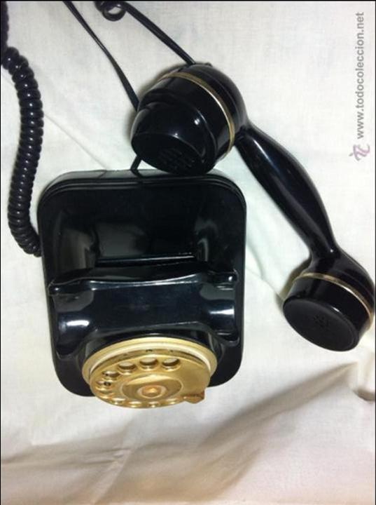 Tel&eacute;fonos: Telefono negro dorado funciona - Foto 2