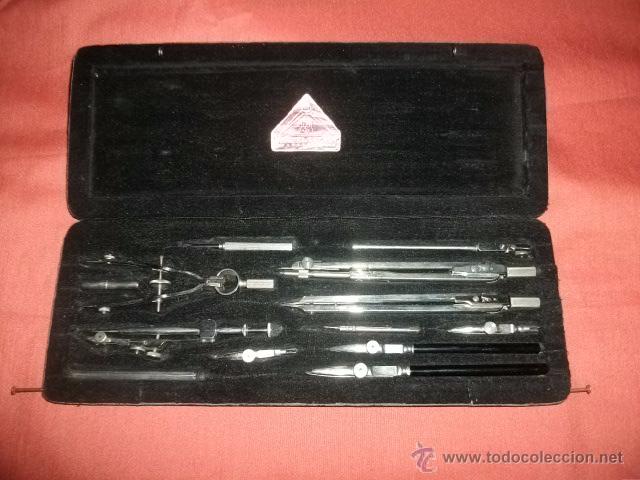 Antig&uuml;edades: CAJA DE COMP&Aacute;S COMPASES ALEMANES MEISEL & SOHN (13 PIEZAS) - Foto 1