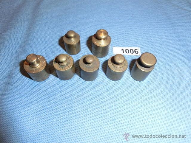 Antig&uuml;edades: REF- 1006 JUEGO DE PESAS EN BRONCE 7ud x 20gr - Foto 1