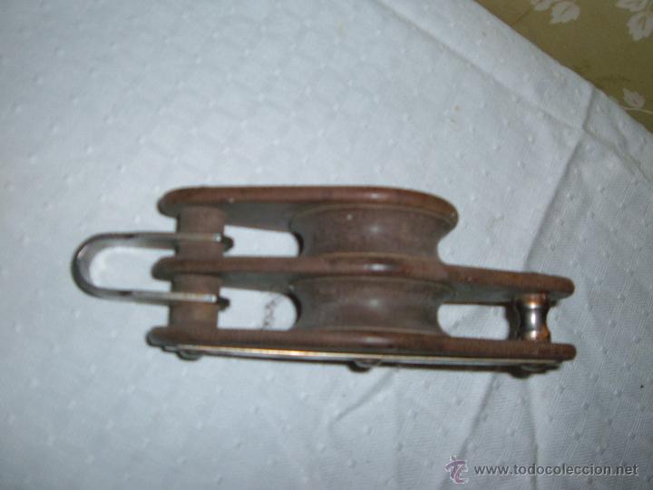 Antig&uuml;edades: Polea de Barco doble marca H.Y.E Inglaterra Largo 16 cm - Foto 1