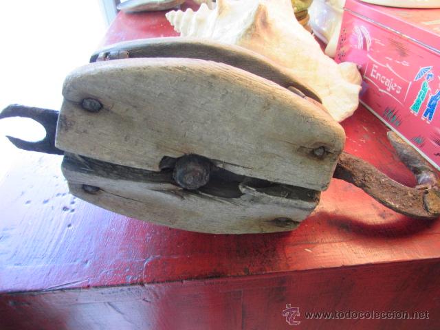 Antig&uuml;edades: ANTIGUA PASTECA DE BARCO DE MADERA Y HIERRO - Foto 4