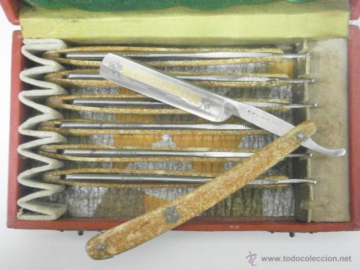 Antig&uuml;edades: Caja con un set de 7 navaja de afeitar Solingen - Foto 1