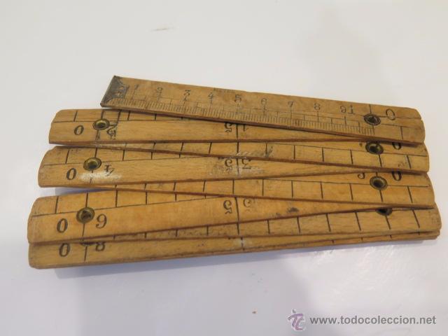 Antig&uuml;edades: Antiguo metro de madera plegable - Foto 1