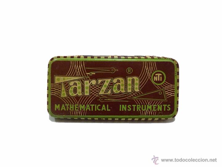Antig&uuml;edades: ANTIGUO ESTUCHE DE METAL LITOGRAFIADO DE COMPAS MATHEMATICAL INSTRUMENTS SET - Foto 1