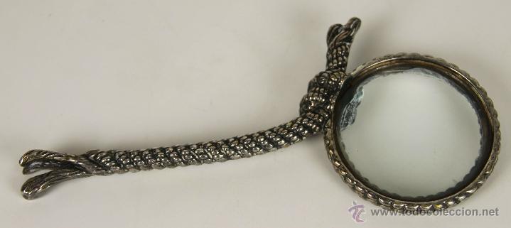 Antiques: LUPA EN METAL PLATEADO CON FORMA DE CUERDA ANUDADA. SIGLO XX.