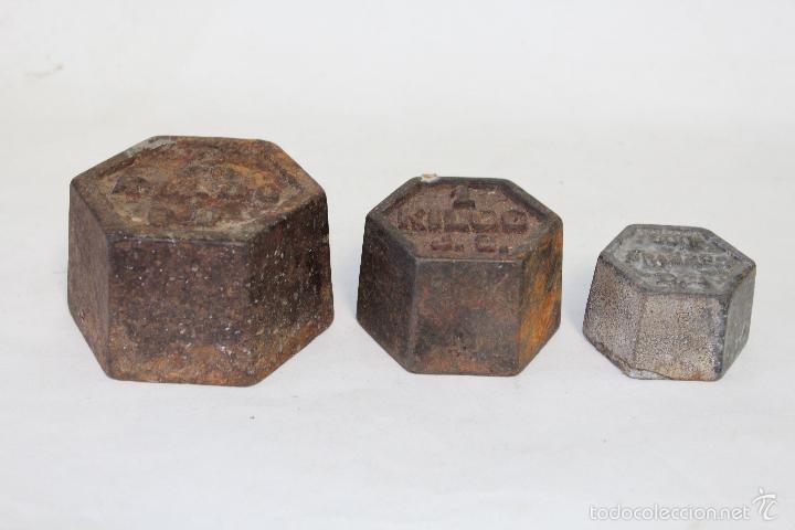 Antig&uuml;edades: 3 pesas exagonales - Foto 4