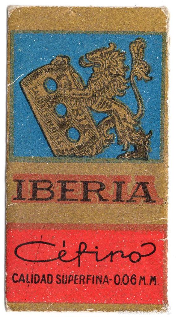 Antig&uuml;edades: Hoja de afeitar - Iberia C&eacute;firo azul con cuchilla - Foto 1