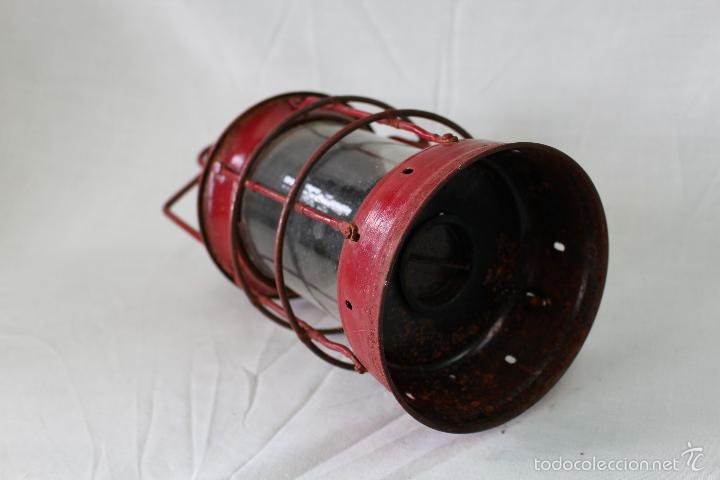 Antig&uuml;edades: farol de hierro pintado con cristal - Foto 3