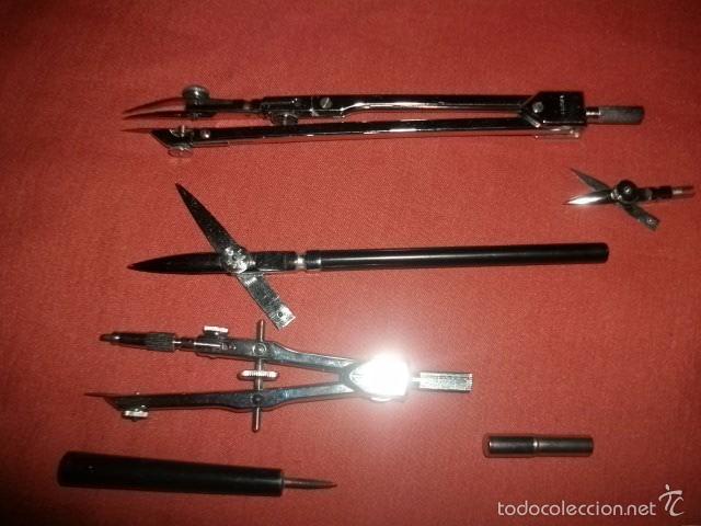 Antig&uuml;edades: CAJA DE COMP&Aacute;S COMPASES LASTER PRECISI&Oacute;N 13 PIEZAS MODELO 240 - Foto 2