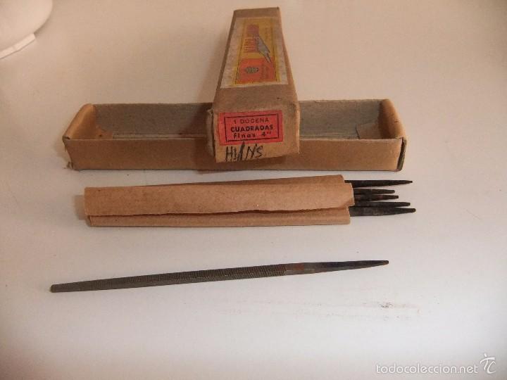 Antig&uuml;edades: caja con limas de cola de raton cuadradas - Foto 3
