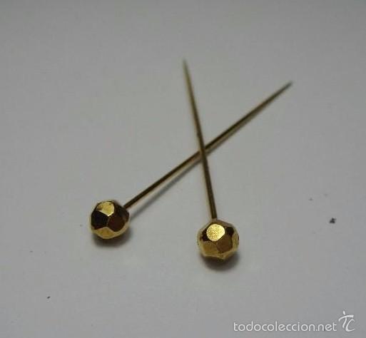 Antig&uuml;edades: Pareja de Alfileres con ba&ntilde;o de Oro. - Foto 2