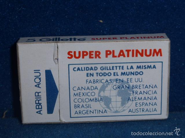 Antig&uuml;edades: CAJA CON 5 HOJAS DE AFEITAR GILLETTE PLATINIUM - Foto 3