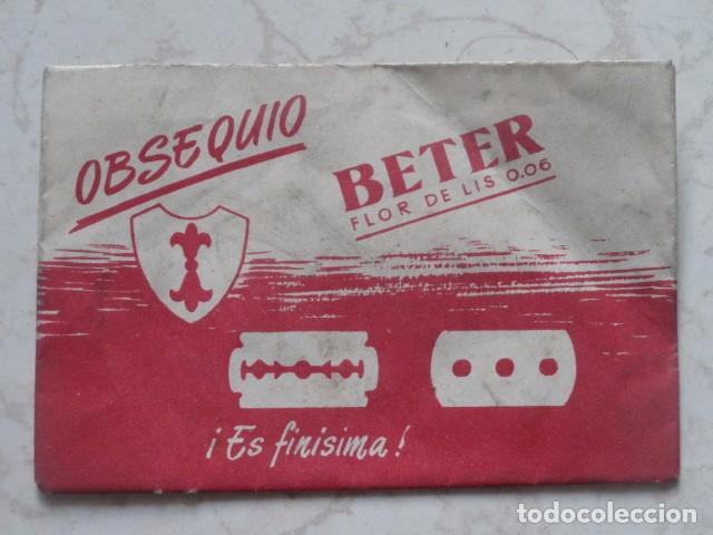 Antig&uuml;edades: SOBRE PUBLICIDAD OBSEQUIO HOJA DE AFEITAR BETER FLOR DE LIS - Foto 2