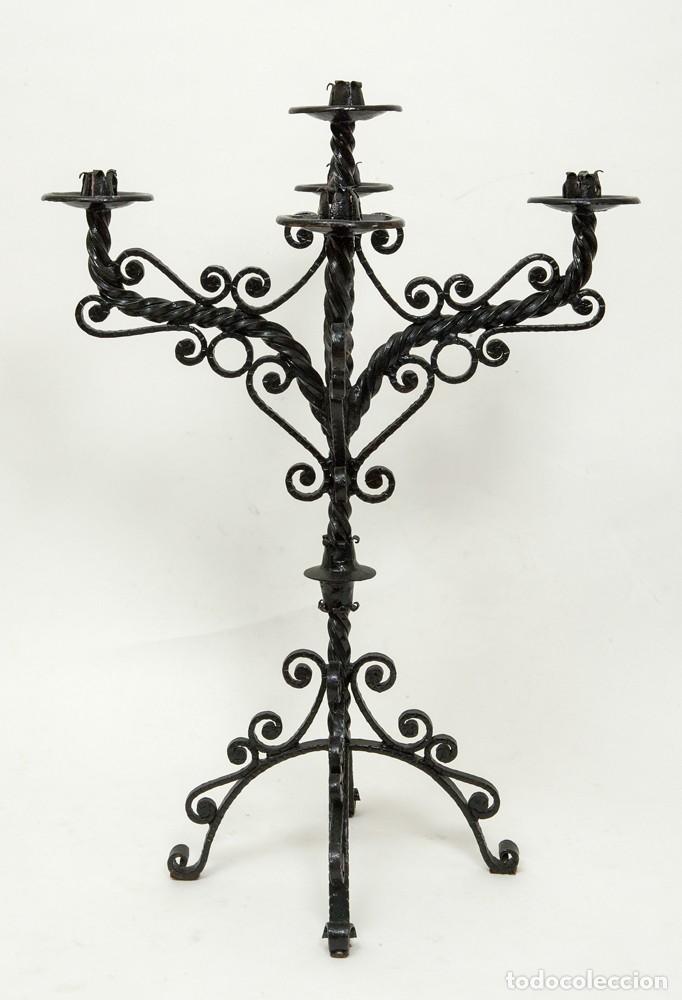 Antig&uuml;edades: CANDELABRO DE FORJA A&Ntilde;O 1949 - Foto 4