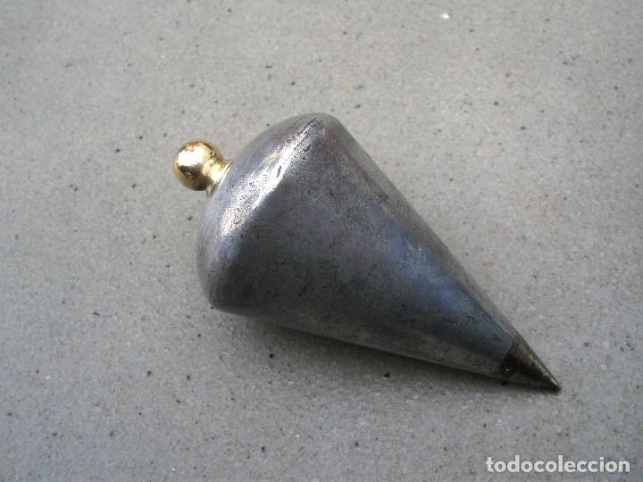 Antig&uuml;edades: plomada de acero y laton, 250 (8cm aprox) - Foto 1