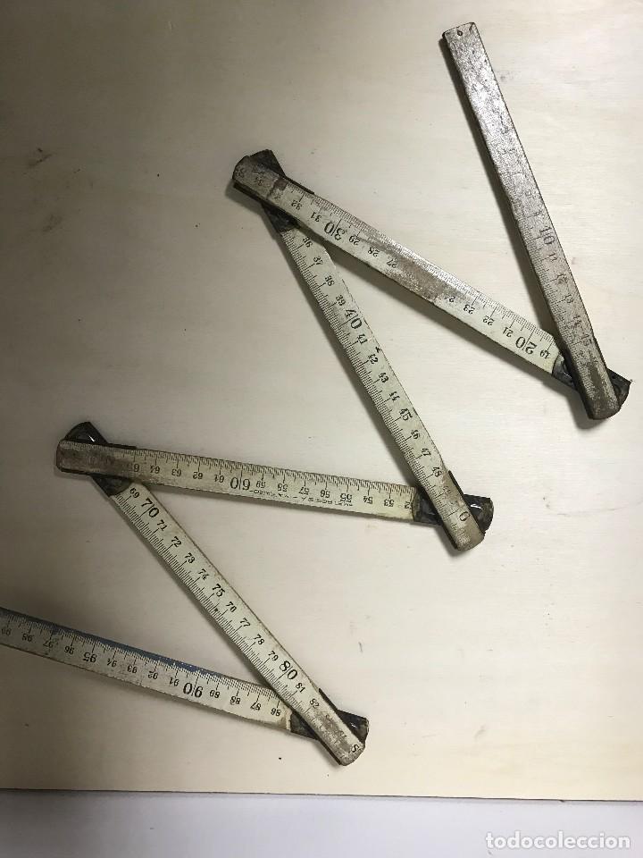Antig&uuml;edades: METRO DE MADERA PLEGABLE DE CARPINTERO MARCA -METROS S.A.- - Foto 5