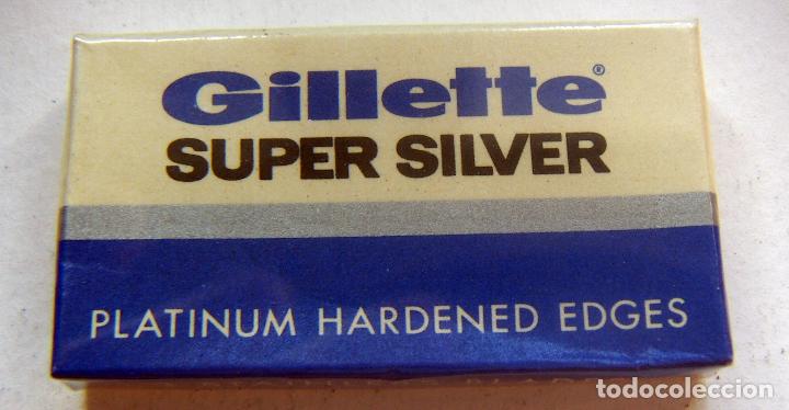 Antig&uuml;edades: CAJETILLA DE HOJAS DE AFEITAR GUILLETTE SUPER SILVER PRECINTADA - Foto 1